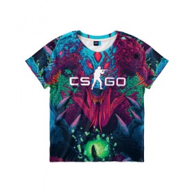 Детская футболка 3D с принтом CS-GO Hyper Beast в Кировске, 100% гипоаллергенный полиэфир | прямой крой, круглый вырез горловины, длина до линии бедер, чуть спущенное плечо, ткань немного тянется | 2019 | computer game | counter strike | cs | cs go | csgo | dota | dota2 | game | howl | hyperbeast | warning | автомат | вой | го | игрок | компьютерная игра | контр страйк | контра | кс | оружие | турнир