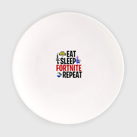 Тарелка с принтом Eat Sleep Fortnite Repeat в Кировске, фарфор | диаметр - 210 мм
диаметр для нанесения принта - 120 мм | Тематика изображения на принте: 