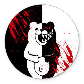 Коврик круглый с принтом MONOKUMA в Кировске, резина и полиэстер | круглая форма, изображение наносится на всю лицевую часть | Тематика изображения на принте: ahegao | anime | bear | blood | danganronpa | derector | despair | girls | happy | havoc | manga | monokuma | panda | red | robot | trigger | ultra | аниме | ахегао | директор | кровь | манга | медведь | монокума | панда | робот