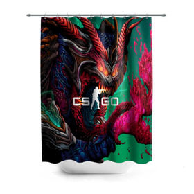 Штора 3D для ванной с принтом CS GO hyper beast skin в Кировске, 100% полиэстер | плотность материала — 100 г/м2. Стандартный размер — 146 см х 180 см. По верхнему краю — пластиковые люверсы для креплений. В комплекте 10 пластиковых колец | beast | counterstike | csgo | hyper | hyperbeast | m4a1s | steam | винтовка | контра | кс | ксго | шмотки