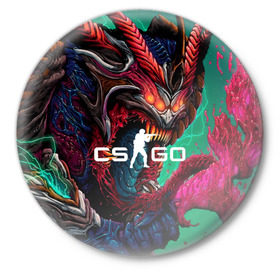 Значок с принтом CS GO hyper beast skin в Кировске,  металл | круглая форма, металлическая застежка в виде булавки | beast | counterstike | csgo | hyper | hyperbeast | m4a1s | steam | винтовка | контра | кс | ксго | шмотки