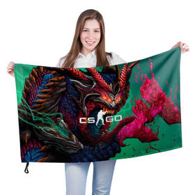 Флаг 3D с принтом CS GO hyper beast skin в Кировске, 100% полиэстер | плотность ткани — 95 г/м2, размер — 67 х 109 см. Принт наносится с одной стороны | beast | counterstike | csgo | hyper | hyperbeast | m4a1s | steam | винтовка | контра | кс | ксго | шмотки