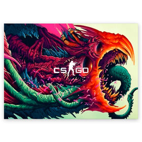 Поздравительная открытка с принтом CS GO hyper beast skin в Кировске, 100% бумага | плотность бумаги 280 г/м2, матовая, на обратной стороне линовка и место для марки
 | Тематика изображения на принте: beast | counterstike | csgo | hyper | hyperbeast | m4a1s | steam | винтовка | контра | кс | ксго | шмотки