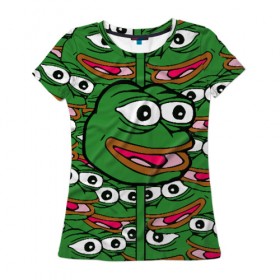 Женская футболка 3D с принтом Good / Sad frog в Кировске, 100% полиэфир ( синтетическое хлопкоподобное полотно) | прямой крой, круглый вырез горловины, длина до линии бедер | bad | dab | frog | good | kek | pepe | sad | кек | лягушка | мем | мемы | пепе | со смыслом | фрог