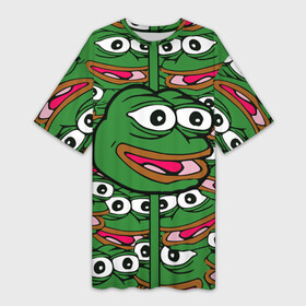 Платье-футболка 3D с принтом Good   Sad frog в Кировске,  |  | bad | dab | frog | good | kek | pepe | sad | кек | лягушка | мем | мемы | пепе | со смыслом | фрог