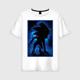 Женская футболка хлопок Oversize с принтом Sonic в Кировске, 100% хлопок | свободный крой, круглый ворот, спущенный рукав, длина до линии бедер
 | hedgehog | sonic | еж | ежик | игра | соник