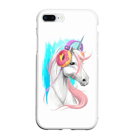 Чехол для iPhone 7Plus/8 Plus матовый с принтом Music Unicorn Art в Кировске, Силикон | Область печати: задняя сторона чехла, без боковых панелей | волшебный | единорог | единорожик | единорожка | магия | музыка | пончик | пончики