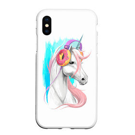 Чехол для iPhone XS Max матовый с принтом Music Unicorn Art в Кировске, Силикон | Область печати: задняя сторона чехла, без боковых панелей | волшебный | единорог | единорожик | единорожка | магия | музыка | пончик | пончики