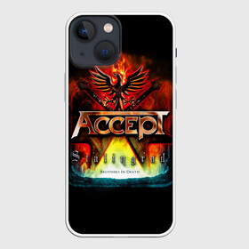 Чехол для iPhone 13 mini с принтом Accept в Кировске,  |  | Тематика изображения на принте: accept | heavy metal | power metal | группы | метал | музыка | пауэр метал | рок | хэви метал