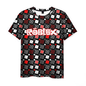 Мужская футболка 3D с принтом Roblox в Кировске, 100% полиэфир | прямой крой, круглый вырез горловины, длина до линии бедер | game | gamer | logo | roblox | игры | логотип | роблокс