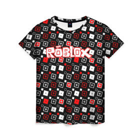 Женская футболка 3D с принтом Roblox в Кировске, 100% полиэфир ( синтетическое хлопкоподобное полотно) | прямой крой, круглый вырез горловины, длина до линии бедер | game | gamer | logo | roblox | игры | логотип | роблокс