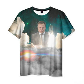 Мужская футболка 3D с принтом Elon Musk Thinker (Илон Маск) в Кировске, 100% полиэфир | прямой крой, круглый вырез горловины, длина до линии бедер | elon musk | space | space x | tesla | дым | илон маск | инопланетяне | космос | личность | мыслитель | облака | планета | ракета | спейс | тесла | философ | шаттл