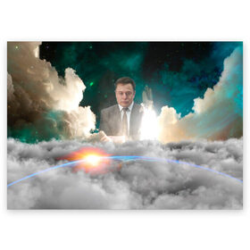 Поздравительная открытка с принтом Elon Musk Thinker (Илон Маск) в Кировске, 100% бумага | плотность бумаги 280 г/м2, матовая, на обратной стороне линовка и место для марки
 | elon musk | space | space x | tesla | дым | илон маск | инопланетяне | космос | личность | мыслитель | облака | планета | ракета | спейс | тесла | философ | шаттл