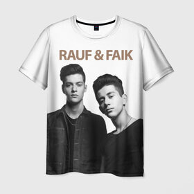 Мужская футболка 3D с принтом Rauf & Faik в Кировске, 100% полиэфир | прямой крой, круглый вырез горловины, длина до линии бедер | bts | faik | rauf | детство | дуэт | музыка первого | попса | рауф | фаик | фанат