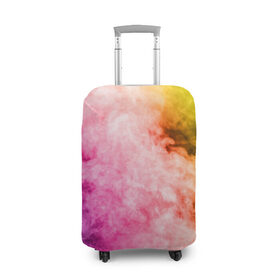 Чехол для чемодана 3D с принтом Радужный дым в Кировске, 86% полиэфир, 14% спандекс | двустороннее нанесение принта, прорези для ручек и колес | holi | праздник красок | радуга | радужный дым | холи | цвета радуги | яркий