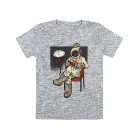 Детская футболка хлопок с принтом Дайвер Steampunk в Кировске, 100% хлопок | круглый вырез горловины, полуприлегающий силуэт, длина до линии бедер | diver | steampunk | дайвер | книга | книги | медуза | стим панк | стимпанк | читает