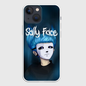 Чехол для iPhone 13 mini с принтом SALLY FACE в Кировске,  |  | blue | face | fisher | game | games | gizmo | hair | larry | mask | sally | волосы | гизмо | голубые | игра | игры | ларри | маска | протез | сали | салли | синие | синий | триллер | ужасы | фейс | фишер | фэйс | хоррор