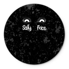 Коврик круглый с принтом SALLY FACE Eyes в Кировске, резина и полиэстер | круглая форма, изображение наносится на всю лицевую часть | Тематика изображения на принте: blue | face | fisher | game | games | gizmo | hair | larry | mask | sally | волосы | гизмо | голубые | игра | игры | ларри | маска | протез | сали | салли | синие | синий | триллер | ужасы | фейс | фишер | фэйс | хоррор