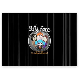 Поздравительная открытка с принтом Sally Face Episode Three в Кировске, 100% бумага | плотность бумаги 280 г/м2, матовая, на обратной стороне линовка и место для марки
 | blue | face | fisher | game | games | gizmo | hair | larry | mask | sally | волосы | гизмо | голубые | игра | игры | ларри | маска | протез | сали | салли | синие | синий | триллер | ужасы | фейс | фишер | фэйс | хоррор