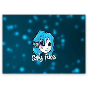 Поздравительная открытка с принтом Sally Face в Кировске, 100% бумага | плотность бумаги 280 г/м2, матовая, на обратной стороне линовка и место для марки
 | blue | face | fisher | game | games | gizmo | hair | larry | mask | sally | волосы | гизмо | голубые | игра | игры | ларри | маска | протез | сали | салли | синие | синий | триллер | ужасы | фейс | фишер | фэйс | хоррор