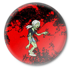 Значок с принтом Зомби (парные) в Кировске,  металл | круглая форма, металлическая застежка в виде булавки | 
