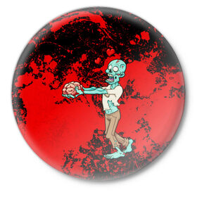 Значок с принтом Зомби (парные) в Кировске,  металл | круглая форма, металлическая застежка в виде булавки | 