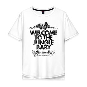 Мужская футболка хлопок Oversize с принтом Welcome to the Jungle в Кировске, 100% хлопок | свободный крой, круглый ворот, “спинка” длиннее передней части | 80s | 80е | axl | duff | guns n roses | rock | slash