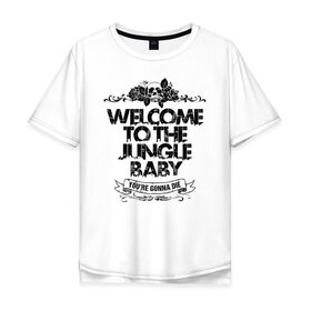 Мужская футболка хлопок Oversize с принтом Welcome to the Jungle в Кировске, 100% хлопок | свободный крой, круглый ворот, “спинка” длиннее передней части | Тематика изображения на принте: 80s | 80е | axl | duff | guns n roses | rock | slash