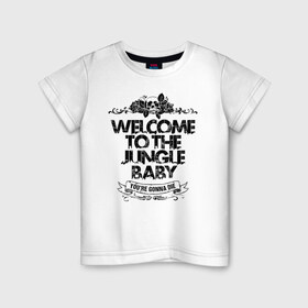 Детская футболка хлопок с принтом Welcome to the Jungle в Кировске, 100% хлопок | круглый вырез горловины, полуприлегающий силуэт, длина до линии бедер | 80s | 80е | axl | duff | guns n roses | rock | slash