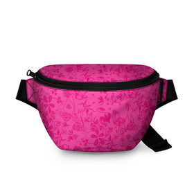 Поясная сумка 3D с принтом Романтика в Кировске, 100% полиэстер | плотная ткань, ремень с регулируемой длиной, внутри несколько карманов для мелочей, основное отделение и карман с обратной стороны сумки застегиваются на молнию | нежный | розовый | узоры | цветы