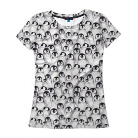 Женская футболка 3D с принтом Пингвинчики в Кировске, 100% полиэфир ( синтетическое хлопкоподобное полотно) | прямой крой, круглый вырез горловины, длина до линии бедер | животные | лапочка | милый | мимими | паттерн | пингвин | северный полюс