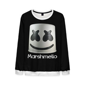 Мужской свитшот 3D с принтом Marshmello в Кировске, 100% полиэстер с мягким внутренним слоем | круглый вырез горловины, мягкая резинка на манжетах и поясе, свободная посадка по фигуре | marshmello | диджей | клуб | клубная музыка | маршмеллоу | маршмэлло | маршмэллоу | музыка | электронная