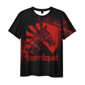 Мужская футболка 3D с принтом Team Liquid в Кировске, 100% полиэфир | прямой крой, круглый вырез горловины, длина до линии бедер | dota | liquid | team | the international | дота | игры | кибер | ликвид | спорт | тим