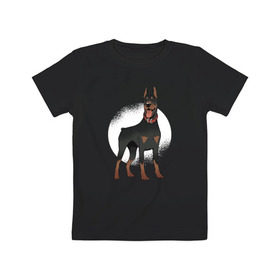 Детская футболка хлопок с принтом Доберман в Кировске, 100% хлопок | круглый вырез горловины, полуприлегающий силуэт, длина до линии бедер | doberman | dobermann | dog | доберман | собака | собаки