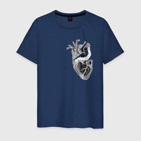Мужская футболка хлопок с принтом Astronaut in Heart в Кировске, 100% хлопок | прямой крой, круглый вырез горловины, длина до линии бедер, слегка спущенное плечо. | space | анатомия | астронавт | вселенная | звезды | космонавт | космос | луна | любовь | планета | сердце