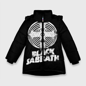 Зимняя куртка для девочек 3D с принтом Black Sabbath в Кировске, ткань верха — 100% полиэстер; подклад — 100% полиэстер, утеплитель — 100% полиэстер. | длина ниже бедра, удлиненная спинка, воротник стойка и отстегивающийся капюшон. Есть боковые карманы с листочкой на кнопках, утяжки по низу изделия и внутренний карман на молнии. 

Предусмотрены светоотражающий принт на спинке, радужный светоотражающий элемент на пуллере молнии и на резинке для утяжки. | black sabbath | hard rock | heavy metal | блэк сабат | группы | метал | музыка | оззи осборн | рок | хард рок | хэви метал