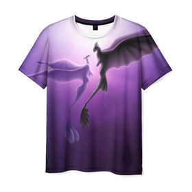 Мужская футболка 3D с принтом как приручить дракона в Кировске, 100% полиэфир | прямой крой, круглый вырез горловины, длина до линии бедер | light fury | night fury | беззубик | дракон | как приручить дракона | ночная фурия