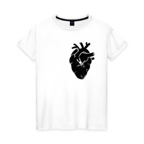 Женская футболка хлопок с принтом Heart Space в Кировске, 100% хлопок | прямой крой, круглый вырез горловины, длина до линии бедер, слегка спущенное плечо | анатомия | астронавт | вселенная | звезды | космонавт | космос | сердце