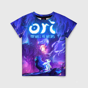 Детская футболка 3D с принтом Ori - And The Will Of The Wisp в Кировске, 100% гипоаллергенный полиэфир | прямой крой, круглый вырез горловины, длина до линии бедер, чуть спущенное плечо, ткань немного тянется | game | indie | ori | игра | инди | квест | платформер