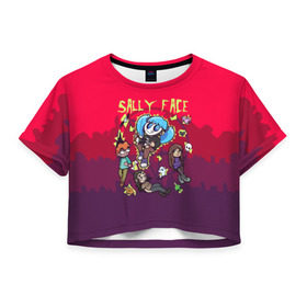 Женская футболка 3D укороченная с принтом Sally Face в Кировске, 100% полиэстер | круглая горловина, длина футболки до линии талии, рукава с отворотами | blue | diane | face | fisher | gizmo | henry | johnson | killer | larry | sally | генри | гизмо | джонсон | диана | ларри | лицо | салли | фейс | фишер