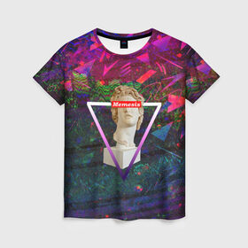 Женская футболка 3D с принтом Memesis в Кировске, 100% полиэфир ( синтетическое хлопкоподобное полотно) | прямой крой, круглый вырез горловины, длина до линии бедер | memesis | retrowave | vaporwave | webpunk | вебпанк | вэйпорвэйв | мемесис | ретровэйв