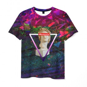 Мужская футболка 3D с принтом Memesis в Кировске, 100% полиэфир | прямой крой, круглый вырез горловины, длина до линии бедер | memesis | retrowave | vaporwave | webpunk | вебпанк | вэйпорвэйв | мемесис | ретровэйв