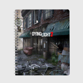 Тетрадь с принтом DyingLight2 в Кировске, 100% бумага | 48 листов, плотность листов — 60 г/м2, плотность картонной обложки — 250 г/м2. Листы скреплены сбоку удобной пружинной спиралью. Уголки страниц и обложки скругленные. Цвет линий — светло-серый
 | baggie | dying light | game | good night good luck | survival horror | techland | the following | zombie | багги | зараженные | зомби | игры