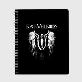 Тетрадь с принтом Black Veil Brides в Кировске, 100% бумага | 48 листов, плотность листов — 60 г/м2, плотность картонной обложки — 250 г/м2. Листы скреплены сбоку удобной пружинной спиралью. Уголки страниц и обложки скругленные. Цвет линий — светло-серый
 | Тематика изображения на принте: black veil brides | heavy matal | metal | post hardcore | группы | метал | музыка | рок | хэви метал | эмо