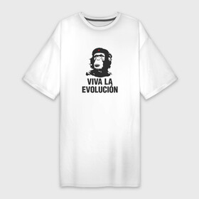 Платье-футболка хлопок с принтом Да Здравствует Эволюция в Кировске,  |  | che guevara | deputa matre | evolution | дупута матре | куба | обезьяна | революция | свобода | че | че гевара | чегеварра | чигевара | эволюция