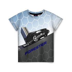 Детская футболка 3D с принтом Subaru Forester SF5 в Кировске, 100% гипоаллергенный полиэфир | прямой крой, круглый вырез горловины, длина до линии бедер, чуть спущенное плечо, ткань немного тянется | auto | forester | jdm | sf5 | subaru | subaru forester | субару | форестер
