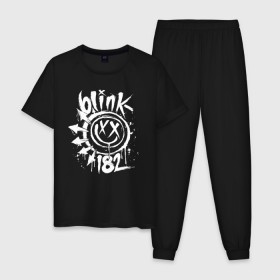 Мужская пижама хлопок с принтом Blink 182 в Кировске, 100% хлопок | брюки и футболка прямого кроя, без карманов, на брюках мягкая резинка на поясе и по низу штанин
 | punk | группы | кролик | музыка | панк