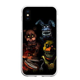 Чехол для iPhone XS Max матовый с принтом Five Nights At Freddys в Кировске, Силикон | Область печати: задняя сторона чехла, без боковых панелей | five nights at freddys | foxy | аниматроники | игра | компьютерная игра | робот | фокси | фредди | чика