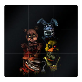 Магнитный плакат 3Х3 с принтом Five Nights At Freddys в Кировске, Полимерный материал с магнитным слоем | 9 деталей размером 9*9 см | five nights at freddys | foxy | аниматроники | игра | компьютерная игра | робот | фокси | фредди | чика