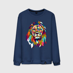 Мужской свитшот хлопок с принтом Lion в Кировске, 100% хлопок |  | cat | geometry | leo | lion | polygonal | wild | геометрия | дикий | животное | кот | лев | хищник | яркий